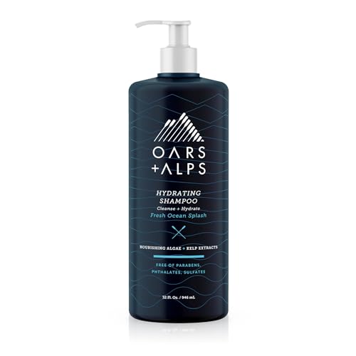 Oars + Alps Men's Sulfate Free Shampoo, Infused with Kelp and Algae Extracts, Fresh Ocean Splash, 32 Fl Oz