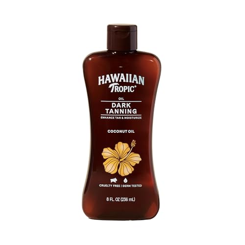 Hawaiian Tropic Dark Tanning Oil, 8oz | Moisturizing Body Oil, Tan Enhancer, Cocoa Butter Oil, Coconut Oil for Skin, Oxybenzone Free, 8oz
