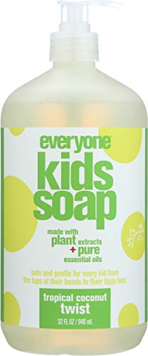 Everyone 3-in-1 Soap for Every Kid Safe, Gentle and Natural Shampoo, Body Wash, and Bubble Bath, Tropical Coconut Twist, 6 Count