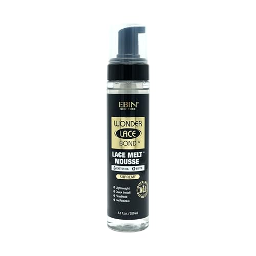 EBIN NEW YORK Wonder Lace Bond Melt Mousse 8.5oz/250ml- Extreme Firm Hold (Supreme) | Biotin + Castor Oil | No Residue, Long Lasting Formula with Protecting Edges, Gives Undetectable and Natural Look