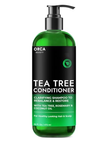 Orca Beauty Tea Tree Conditioner, 16oz - Hydrating and Invigorating Natural Conditioner for Men & Women with Oily Hair and Dry Scalp, Enriched with Vitamin E, Coconut Oil, Silk Proteins, and Rosemary