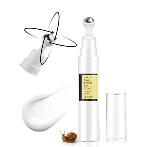 ELCHHIRSCH Snail Peptide Under Eye Cream with 73% Snail Mucin & 2% Nicotinamide for Dark Circles, Puffiness & Wrinkles, with 360° Massaging Roller Ball, 0.57 fl oz