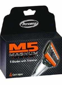M5 Magnum razor Blades with Trimmer, 6 pack