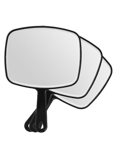 OMIRO Hand Mirror, Black Handheld Mirror with Handle, 6.6 W x 9.2 L, Pack of 3