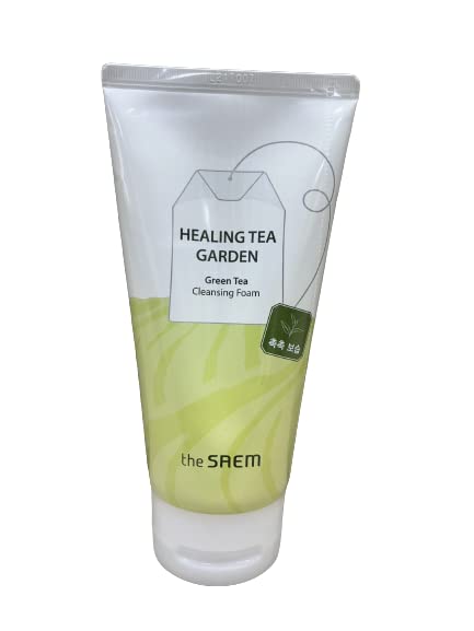 [the SAEM] Healing Tea Garden Greenn Tea Cleansing Foam 150ml - Mild Moisturizing Facial Foam with Rich Bubble, Skin Purifying & Healthy for Tough & Dry Skin