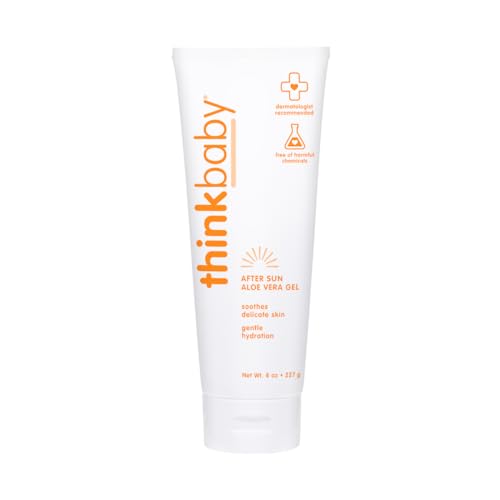 THINK Thinkbaby Aloe Vera Gel, After Sun Relief, 8 Fl Oz, EWG Verified Natural After Sun Skincare for Face & Body - Hydrating, Soothing & Moisturizing Sunburn Solution for Babies & Toddlers