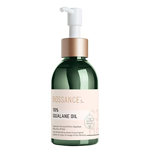 BIOSSANCE 100% Squalane Oil - Sustainable, Vegan Face Oil & Body Oil - Hydrating, Fast-Absorbing Moisturizer - Ideal for Oily Skin, Face, Hair - Organic Sugarcane-Derived Squalane, 3.3 ounces