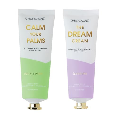 Intensely Moisturizing Vegan Hand Cream 2 Pack – Jojoba Oil & Cocoa Butter, Non-Greasy, Fast-Absorbing, USA, Paraben Free (2 Pack 6.8 Fl Oz, Dream Cream (Lavender) & Calm Your Palms (Eucalyptus)