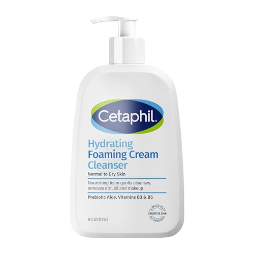 Cetaphil Cream to Foam Face Wash, Hydrating Foaming Cream Cleanser, 16 oz, For Normal to Dry, Sensitive Skin, with Soothing Prebiotic Aloe, Hypoallergenic, Fragrance Free