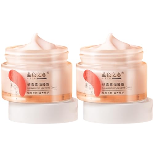 BLUE LOVE 2PCS Astaxanthin Seaweed Face Cream for Men & Woman, Anti-Aging Hydration Facial Moisturizer Skincare for All Skin Types