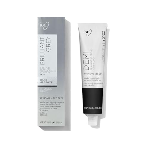 ion Brilliant Grey 5NAV Dark Graphite Demi Permanent Crème Hair Color, Fade Resistant & PPD Free 2.05 Oz