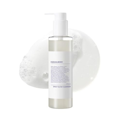 EQQUALBERRY pH Balanced Daily Glow Gel Cleanser 7.1 fl oz. 210ml Moisturizing finish, Gentle Gel Cleaning, Korean Skincare EWG Green