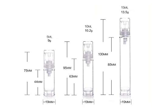 TUPWEL 12Pcs 10Ml / 0.34Oz Transparent Small Ounce Empty Ps Plastic Airless Vacuum Pump Press Bottle Jar Pot Vial Container for Cosmetic Makeup Serums Cream Lotion Travel Toiletries Liqui