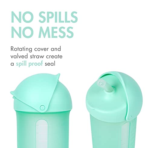 Boon Swig Insulated Silicone Straw Sippy Cup - Flip Top Spill Proof Toddler Straw Cups - Baby and Toddler Feeding Supplies - Baby Travel Essentials - 9 Oz - Mint
