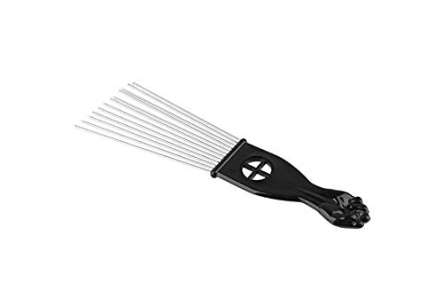 3Pc Metal Hair Styling Pik Afro Pick Comb For Volume Tangles Black Fan Fist Hand Model