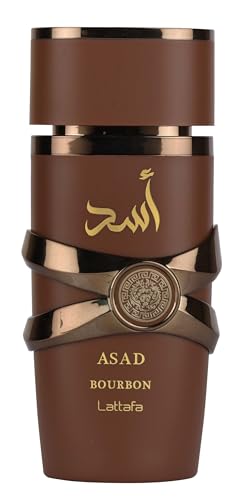 Lattafa Asad Bourbon for Unisex Eau de Parfum Spray, 3.4 Ounce / 100 ml