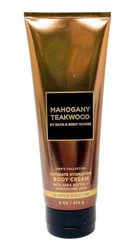 Bath and Body Works Hyaluronic Acid Body Cream For Men 8 Ounce (Mahogany Teakwood)