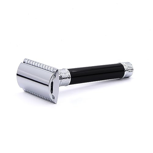 Edwin Jagger DE86 Classic Double Edge Manual Eco-Friendly and Reusable Safety Razor for Men and Women for Shaving Cream or Soap Fits All DE Razor Blades (Imitation Ebony)
