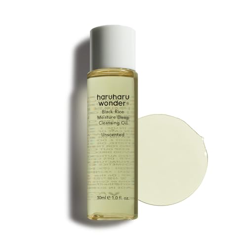 HARUHARU wonder Black Rice Moisture Cleansing Oil, Travel Size, Double Cleansing, Daily Makeup remover, Pore Oil Cleanser, Korean Skincare for sensitive, normal and Oily Skin, 1.0 fl oz