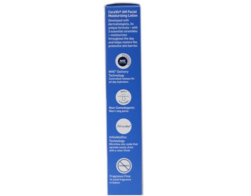 CeraVe AM Facial Moisturizing Lotion with Sunscreen SPF 30, Oil-Free, 3 fl oz, Fragrance-Free (Pack of 3)