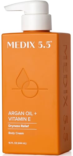 MEDIX 5.5 Argan Oil Cream W/Vitamin E Anti Aging Skin Care Moisturizer Body Cream | Firming Body Lotion Reduces Look Of Wrinkles, Cellulite, Crepey Skin, & Uneven Skin Tone For Women & Men, 15 Fl Oz