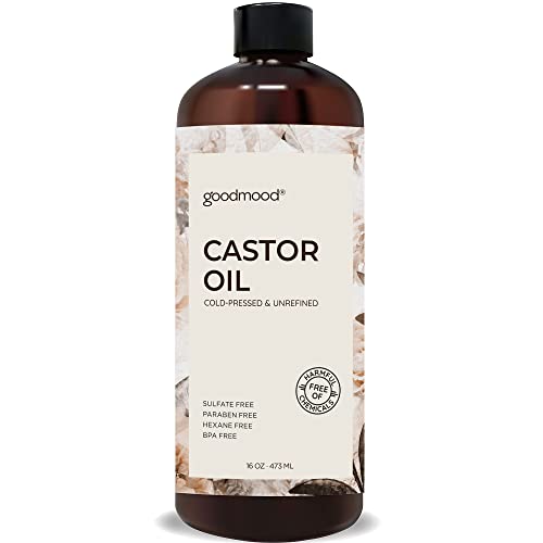 GOODMOOD Castor Oil Cold Pressed for Skin, for Body, for Hair Growth, for Face, for Eyelashes, Hair Growth Serum, Aceite de Ricino 100 Puro y Natural Oil Wrap Stomach 16oz