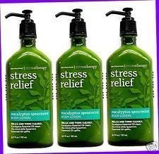 Bath & Body Works Aromatherapy Stress Relief Eucalyptus Spearmint Lotion 6.7 Fl Oz Each (3 Pack)