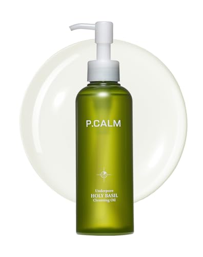 P.CALM Underpore Holy Basil Cleansing Oil – Holy Basil & Tea Tree for Deep Pore Cleansing, Blackhead Removal, and Makeup Removal, Korean Skincare (190ml / 6.42 fl.oz)