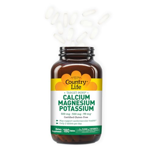 Country Life Target-Mins - Cardiovascular Health Support with Magnesium, Potassium & Calcium, Free-Form Amino Acids, Zinc-Free Electrolyte Supplement