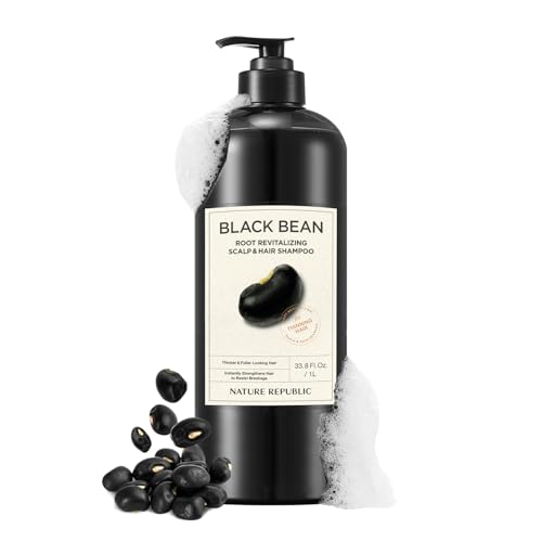 Nature Republic Black Bean Root Revitalizing Scalp & Hair Shampoo, 1,000ml / 33.8 fl.oz. Bulk Size | Effective for Thinning Hair and Increasing Volume, Hydration, Natural Gloss | For All Types of Hair
