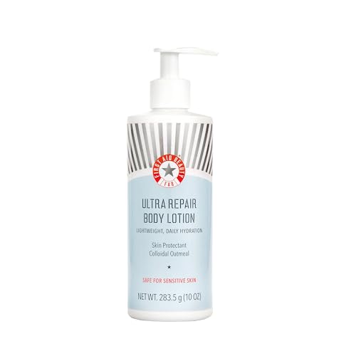 First Aid Beauty - Ultra Repair Body Lotion, Lightweight Daily Hydration Skin Protectant Colloidal Oatmeal, Gentle Eczema Nourishment & Dry Skin Moisturizer, Safe for Sensitive Skin, Unscented, 10 oz