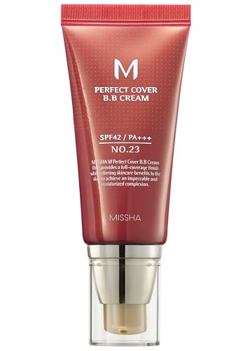 MISSHA M Perfect Cover BB Cream No.23 Natural Beige -Light/Medium with Cool/Neutral Undertone SPF 42 PA +++ 1.69 Fl Oz - Tinted Moisturizer for face with SPF