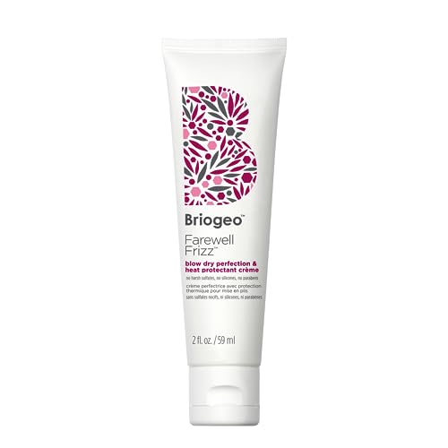 Briogeo Farewell Frizz Blow Dry Perfection & Heat Protectant Crème, Anti Frizz Hair Cream with Argan Oil for Styling, Silicone-free, Heat Protectant, Smooths Hair, Vegan, Cruelty-Free, 2 fl oz