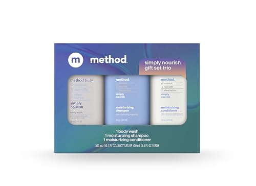 Method Body Wash and Hair Care Gift Set, Simply Nourish, 3.4 oz Travel Size Bottles