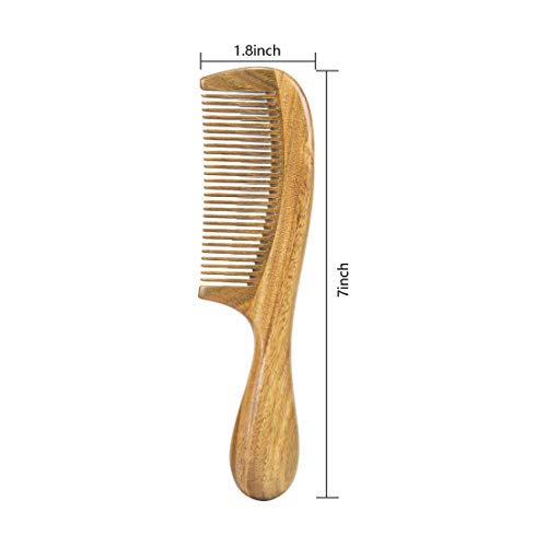 BEINY BEINY Natural Green Sandalwood Comb - Anti Static Wooden Hair Comb with Thickening Round Handle for Hair Health and Festival Gift