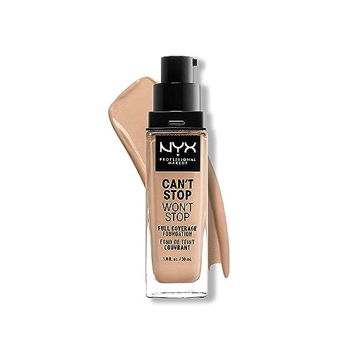 NYX PROFESSIONAL MAKEUP Can't Stop Won't Stop Foundation, 24h Full Coverage Matte Finish - Natural
