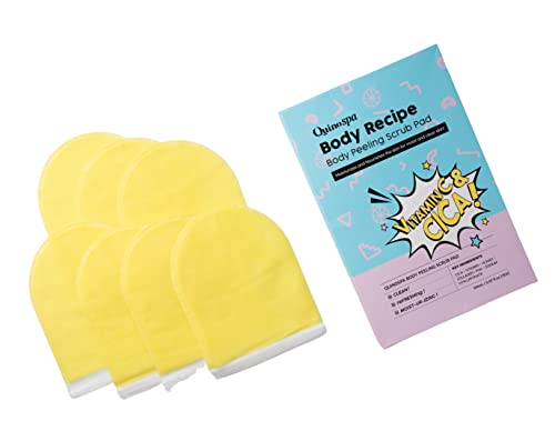 QuinoSpa Body Recipe Body Peeling Scrub Pad 7 Scrub Pads in Zipper Pouch with CICA | Vitamin C | Honey | Collagen | PHA | Hyaluronic Acid | Korean B
