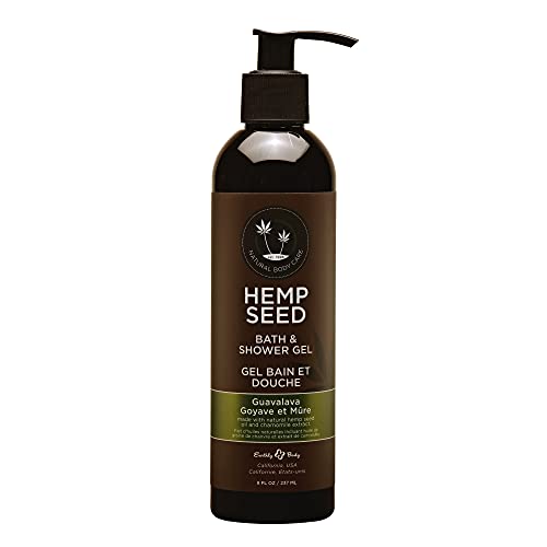 Earthly Body Hemp Seed Bath & Shower Gel, Guavalava Scent - 8 oz - Moisturizing Formula with Hemp Seed Oil, Chamomile & Hydrolyzed Wheat Protein - Vegan, Cruelty Free