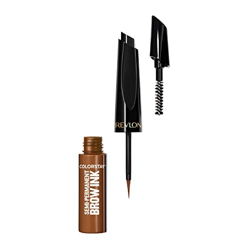 Revlon ColorStay 5-in-1 Semi-Permanent Brow Ink with Spoolie Brush, Waterproof, Transfer-Proof, Eyebrow Makeup, Easy to Remove, 351 Warm Brown Ink, 0.09 fl oz