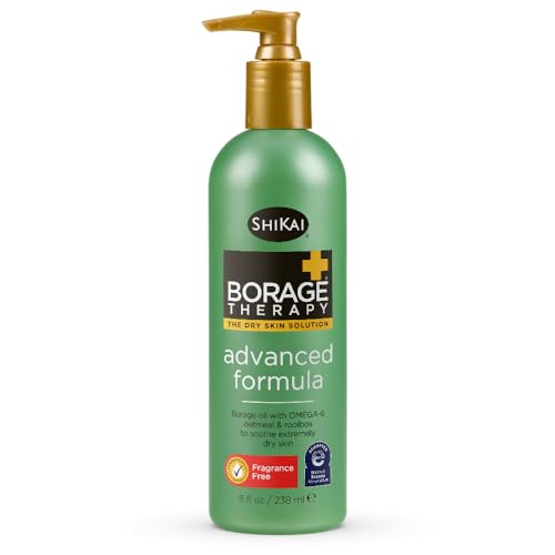 ShiKai Borage Therapy Body Moisturizer Advanced Formula (8 oz) | Fragrance Free | Hydrating Lotion for Dry Hands & Body | With Oatmeal & Shea