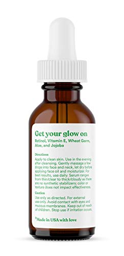 ASUTRA 2.5% Retinol Serum, 1 fl oz - Hyaluronic Acid, Vitamin E, Wheat Germ, Aloe, & Jojoba Oil, Plumping Face Serum