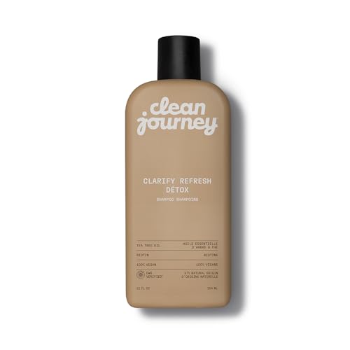 cleanjourney Clarify Refresh Detox Hair Shampoo, EWG Verified, Infused with Tea Tree Oil and Biotin, For Oily Hair + Buildup, Clean Ingredients, Vegan, Fresh Scent, 12 Fl Oz