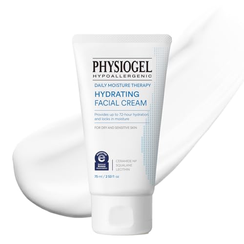 Physiogel Daily Hydrating Facial Moisturizer Cream, 72 hrs Hydration for Dry & Sensitive Skin, Korean skin care, Fragrance-Free, Non-Comedogenic, Dermatologist-Tested, Ceramide, Squalane.