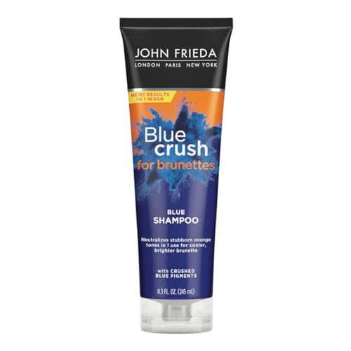 John Frieda Blue Crush Conditioner, Toning Shampoo for Brunette Hair, Nourishes Color-Treated and Natural Hair, Blue Pigments for Vibrant, Cool-Toned Brunette Hair by Reducing Orange Tones, 8.3 Oz