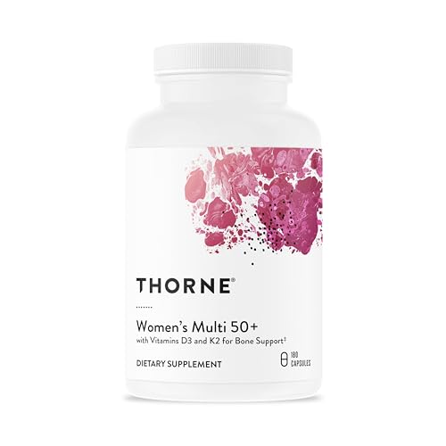 THORNE Women's Multi 50+ - Comprehensive Daily Multivitamin with Vitamins A, B6, B12, C, D, E, K, Zinc & More - Support Heart, Brain, Bone & Immune Health - 180 Capsules