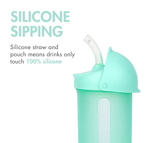 Boon Swig Insulated Silicone Straw Sippy Cup - Flip Top Spill Proof Toddler Straw Cups - Baby and Toddler Feeding Supplies - Baby Travel Essentials - 9 Oz - Mint