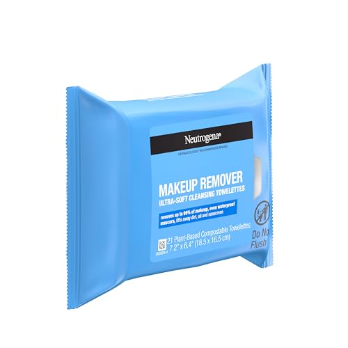 Neutrogena Makeup Remover Wipes, Daily Facial Cleanser Towelettes, Gently Cleanse and Remove Oil & Makeup, Alcohol-Free Makeup Wipes, 21 ct