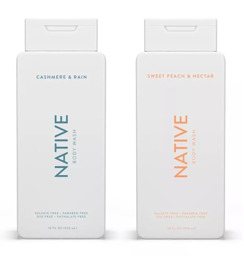 Native Body Wash 2-Pack: Sweet Peach & Nectar + Cashmere & Rain (18 fl oz each)