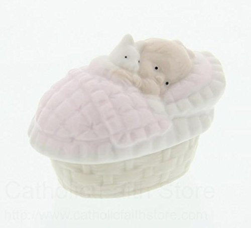 Giftware by Roman Inc., Children's Gifts, New Baby, 1.5H BABY GIRL BOX W/ROSARY ,Religious, Inspirational, Durable (2x1x13)