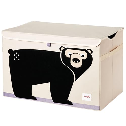 3 Sprouts Large Toy Chest for Kids with Lid and Handles - Collapsible Toy Storage Bin/Trunk/Box/Basket Organizer for Boys & Girls Playroom, Nursery, Leopard
